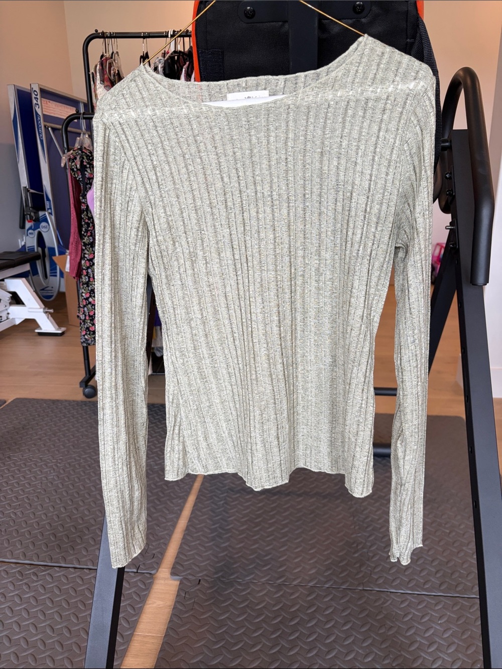 NATURAL LIFE Ribbed Long Sleeve Top in Olive